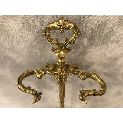 Serviteur de cheminée ancien en bronze d'époque 19 ème