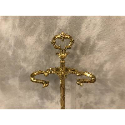 Serviteur de cheminée ancien en bronze d'époque 19 ème