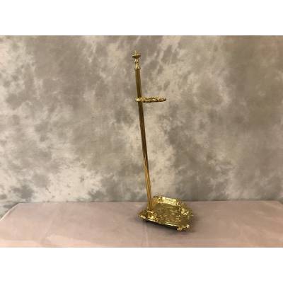 Serviteur de cheminée ancien en bronze poli d'époque 19 ème