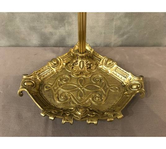 Serviteur de cheminée ancien en bronze poli d'époque 19 ème