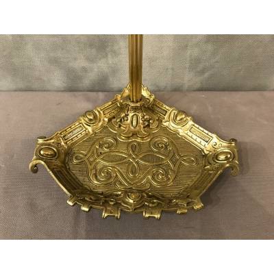 Serviteur de cheminée ancien en bronze poli d'époque 19 ème