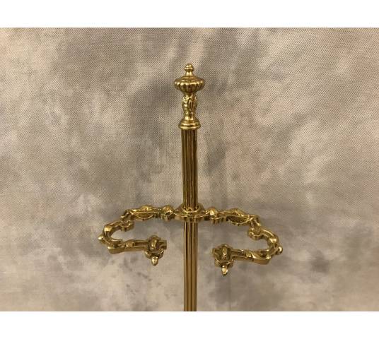 Serviteur de cheminée ancien en bronze poli d'époque 19 ème