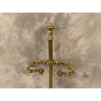 Serviteur de cheminée ancien en bronze poli d'époque 19 ème