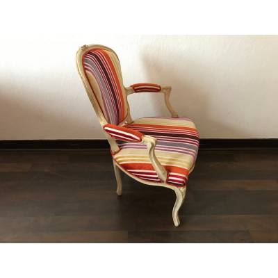 Fauteuil d'époque Louis XV 18 ème en bois peint