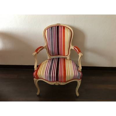 Fauteuil d'époque Louis XV 18 ème en bois peint