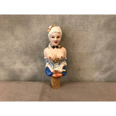 Bouchon de bouteille coquin en porcelaine d'époque 19 ème