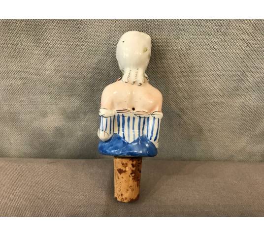 Bouchon de bouteille coquin en porcelaine d'époque 19 ème