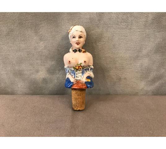 Bouchon de bouteille coquin en porcelaine d'époque 19 ème