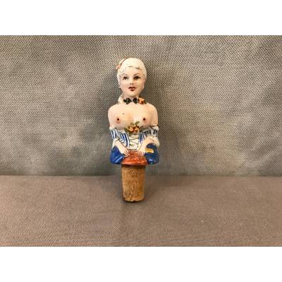 Bouchon de bouteille coquin en porcelaine d'époque 19 ème