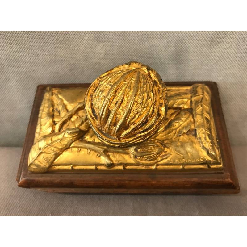 Beau buvard en bronze doré d'époque 1900 Art Nouveau signé Marionnet