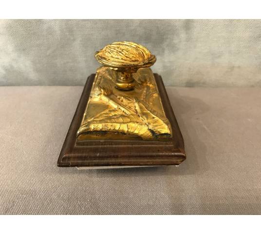 Beau buvard en bronze doré d'époque 1900 Art Nouveau signé Marionnet