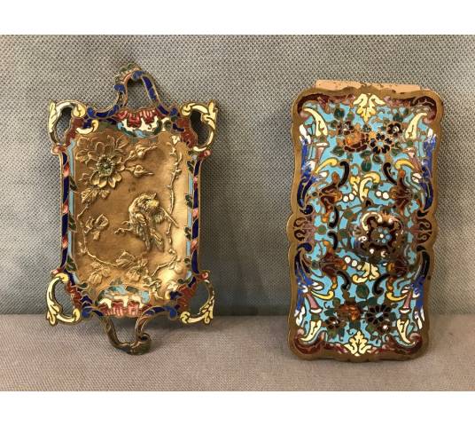 Ensemble de deux pièces en cloisonnées d'époque 19 ème