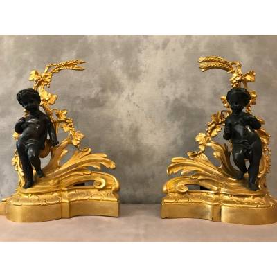 Beautiful pair of golden and bronze track, period 19 th Napoleon III