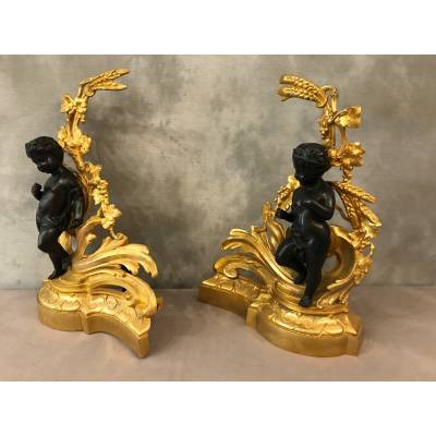 Beautiful pair of golden and bronze track, period 19 th Napoleon III