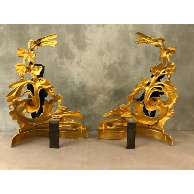 Beautiful pair of golden and bronze track, period 19 th Napoleon III