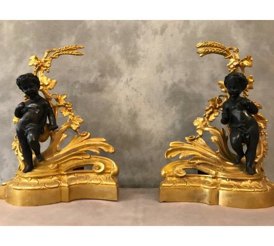 Beautiful pair of golden and bronze track, period 19 th Napoleon III