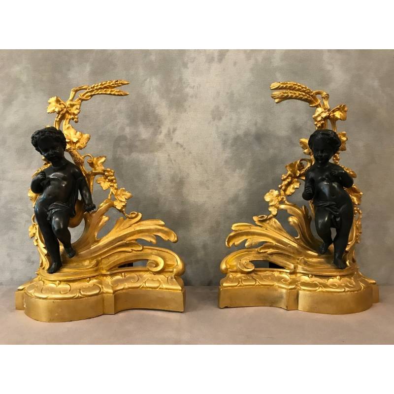Beautiful pair of golden and bronze track, period 19 th Napoleon III