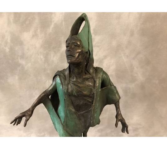 Sculpture signed by JAN PRAET in bronze on marble base