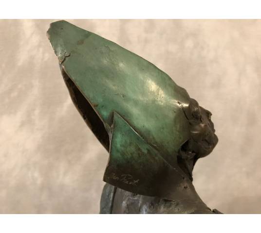 Sculpture signed by JAN PRAET in bronze on marble base