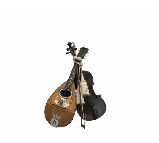 Trophée de musique décor d' un violon et d' une mandolin d' époque 19 ème