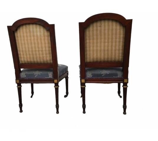 Paire de chaises garnies en acajou d'époque 19 ème Napoléon III Louis XVI