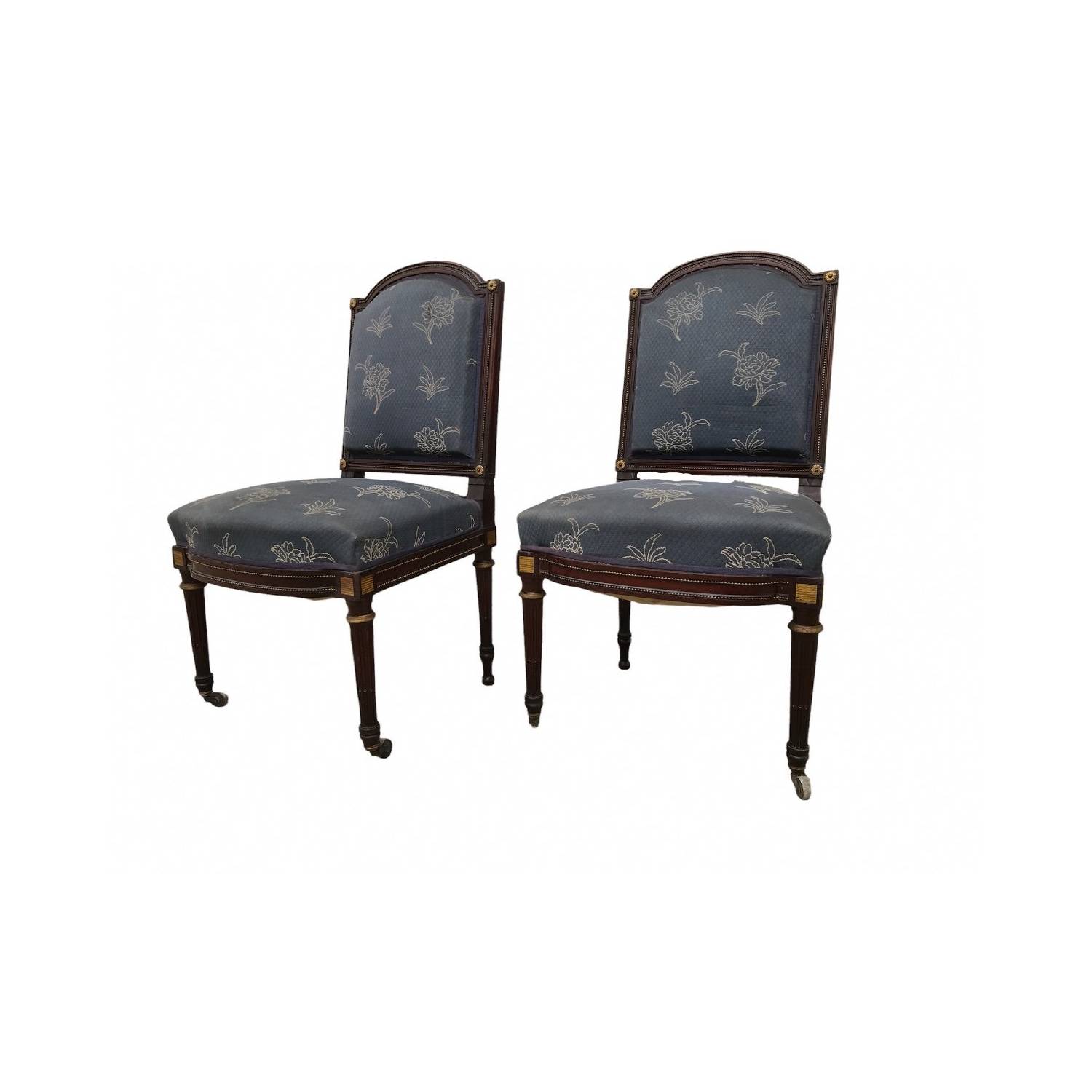 Pair of chairs held in mahogany 19 th Napoleon III Louis XVI