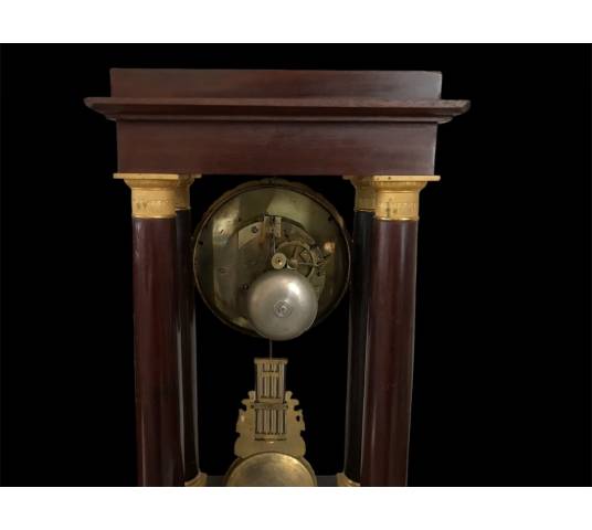 Beautiful portico pendulum column Empire in mahogany period 19 th