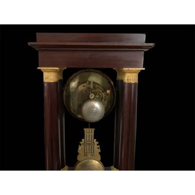 Beautiful portico pendulum column Empire in mahogany period 19 th