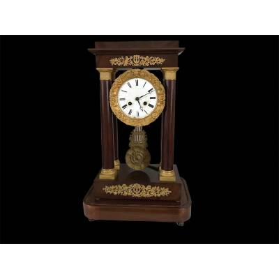 Beautiful portico pendulum column Empire in mahogany period 19 th