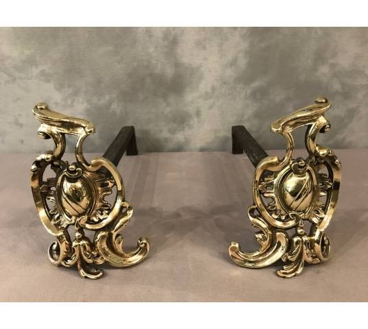 Pair of ancient Louis XV style bronze tracks in the 19th century