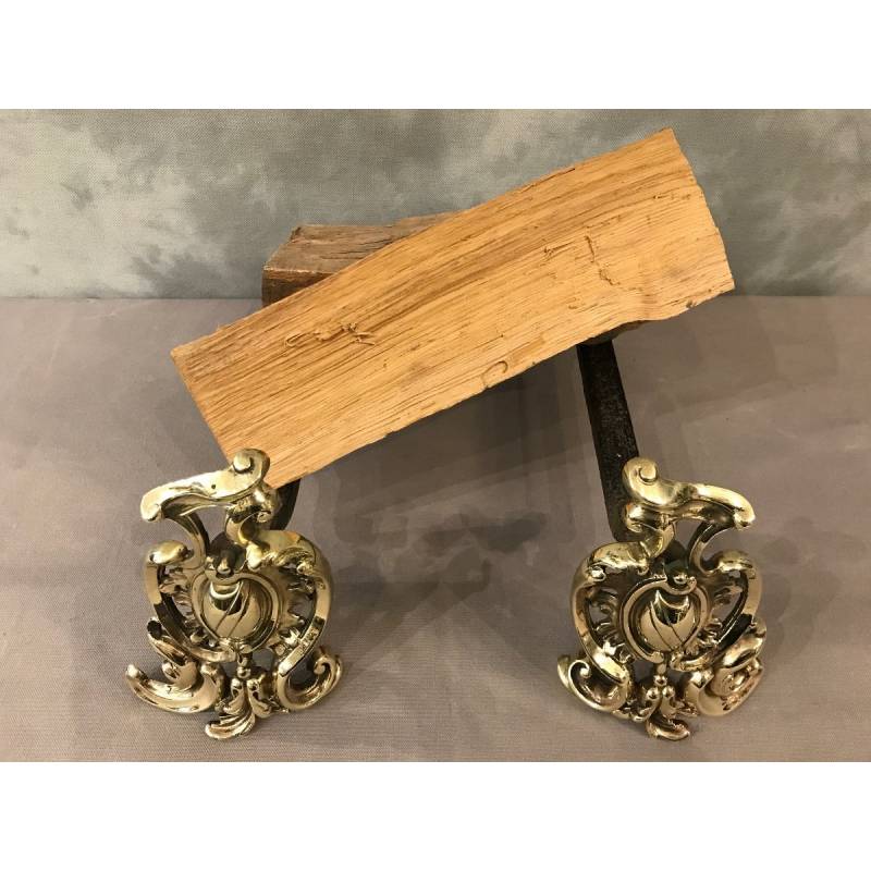 Pair of ancient Louis XV style bronze tracks in the 19th century