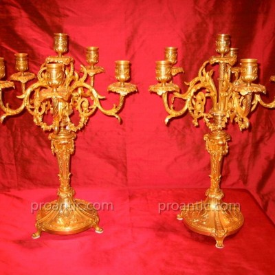 Pair de candélabres en bronze gilt of epoch 19 th