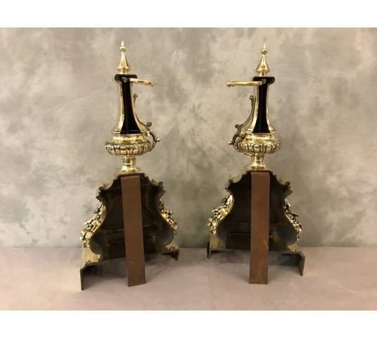 Pair of polished bronze channels 19 th of Louis XVI style