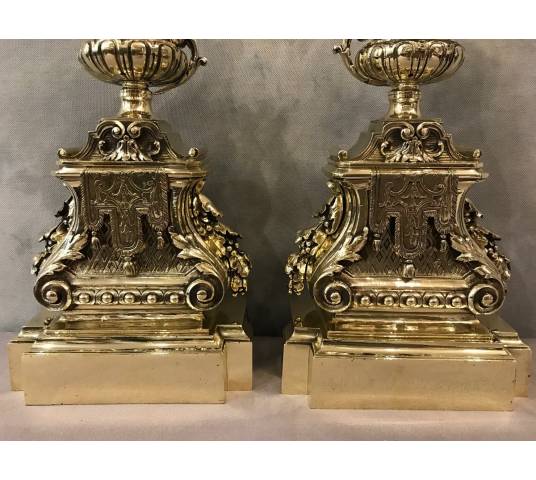 Pair of polished bronze channels 19 th of Louis XVI style