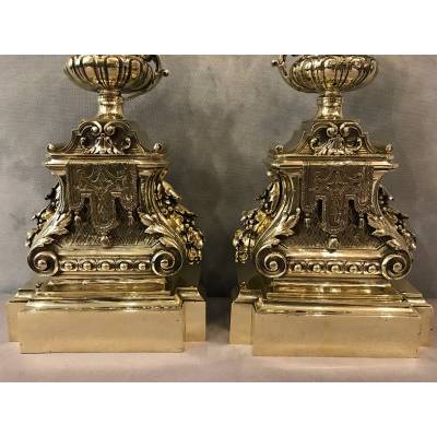 Pair of polished bronze channels 19 th of Louis XVI style