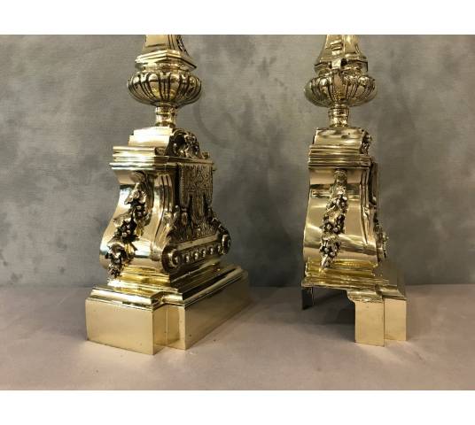 Pair of polished bronze channels 19 th of Louis XVI style