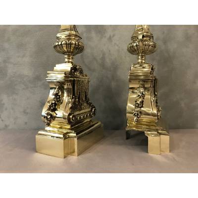 Pair of polished bronze channels 19 th of Louis XVI style