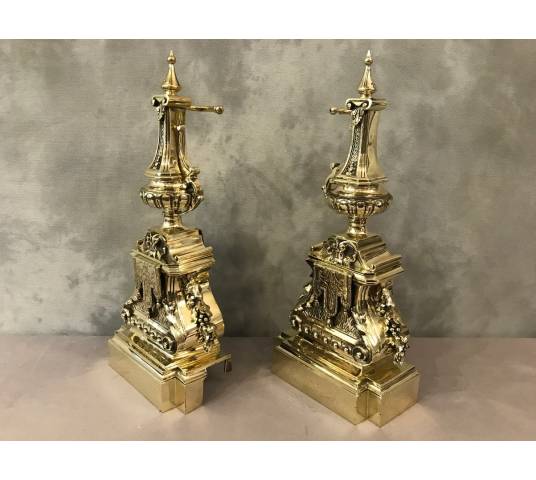 Pair of polished bronze channels 19 th of Louis XVI style