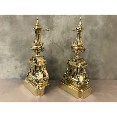 Pair of polished bronze channels 19 th of Louis XVI style