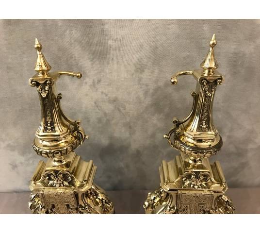 Pair of polished bronze channels 19 th of Louis XVI style