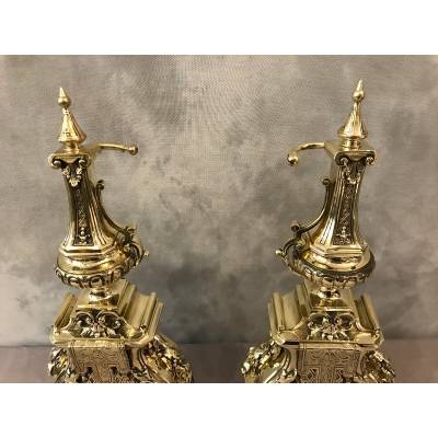 Pair of polished bronze channels 19 th of Louis XVI style