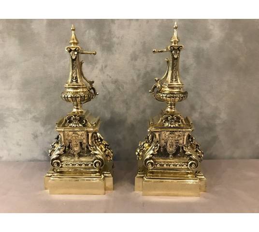 Pair of polished bronze channels 19 th of Louis XVI style