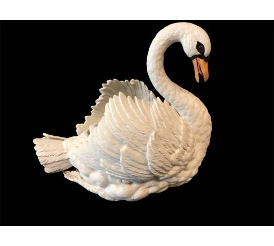 Grand cygne en porcelaine de biscuit d'époque 19 ème ( cache-pot)