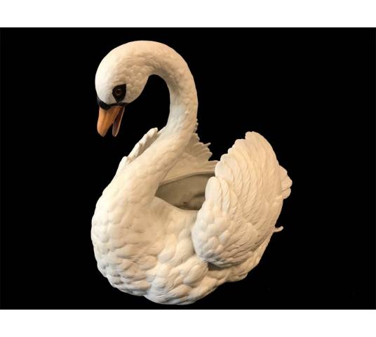 Grand cygne en porcelaine de biscuit d'époque 19 ème ( cache-pot)