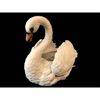 Grand cygne en porcelaine de biscuit d'époque 19 ème ( cache-pot)