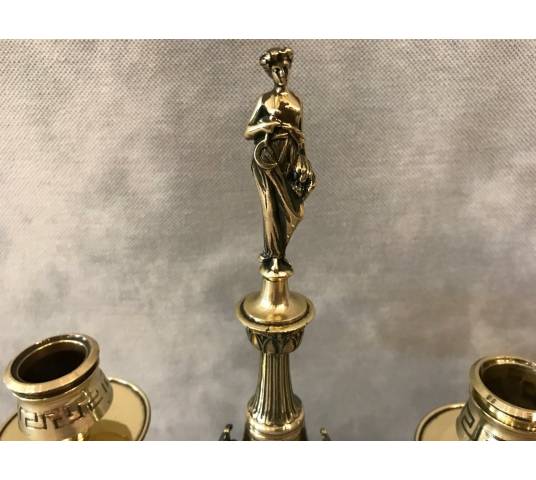 Beau bougeoir double en bronze d'époque 19 ème de style Directoire