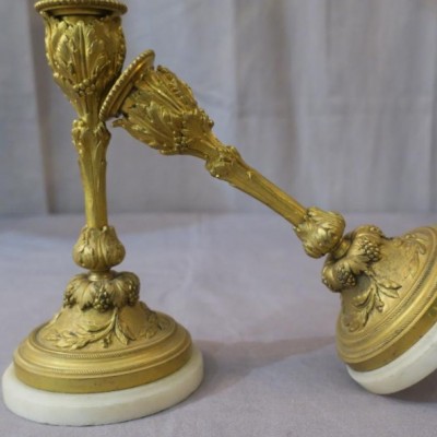 Small bougeoirs in gilded bronze Louis XVI Napoleon III 19 th