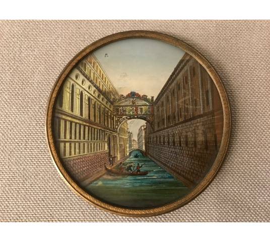 Thumbnail shaded miniature frame with a decor of the 18th century Soupirs bridge