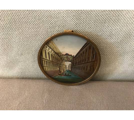 Thumbnail shaded miniature frame with a decor of the 18th century Soupirs bridge