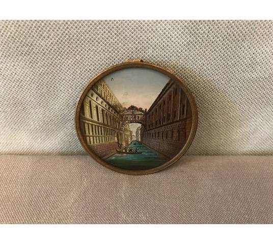 Thumbnail shaded miniature frame with a decor of the 18th century Soupirs bridge